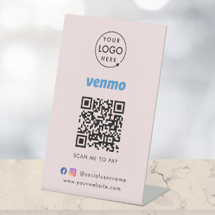 Venmo QR Code Payment Scan to Pay Business Pink Pedestal Sign