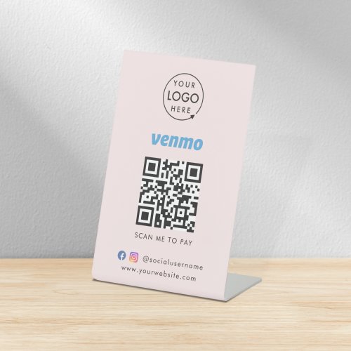 Venmo QR Code Payment  Scan to Pay Business Pink Pedestal Sign
