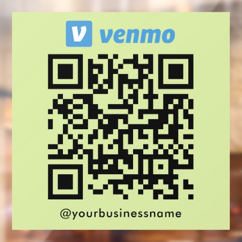 Venmo QR Code Payment Scan to Pay Lime Green Window Cling