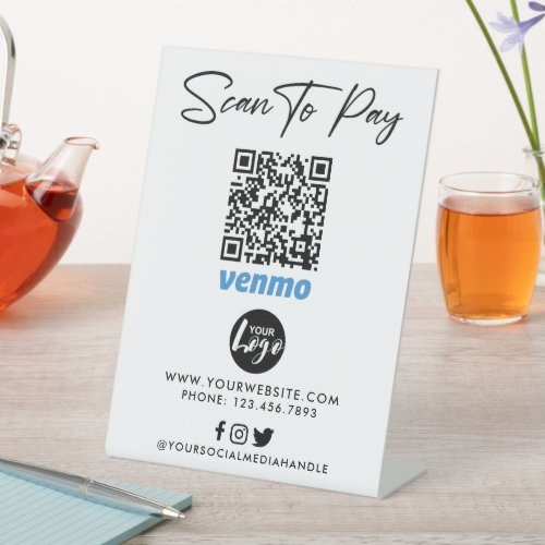 Venmo QR Code Payment  Scan to Pay Logo Pedestal Sign