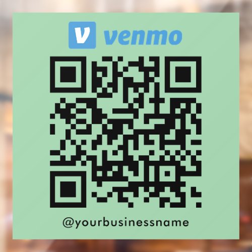 Venmo QR Code Payment Scan to Pay Mint Green Window Cling