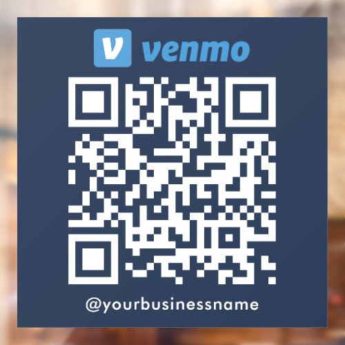 Venmo QR Code Payment Scan to Pay Navy Blue Window Cling