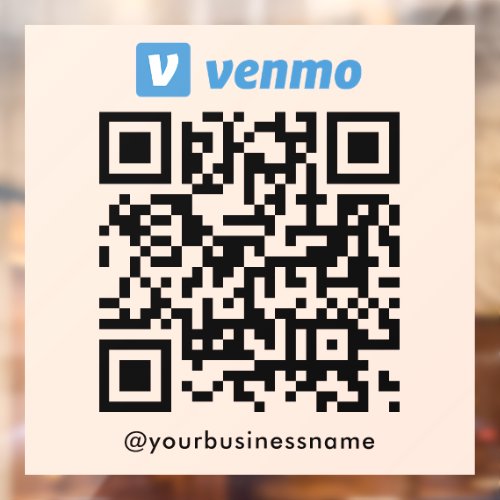 Venmo QR Code Payment Scan to Pay Soft Peach Window Cling