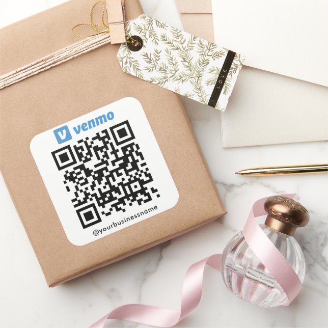 Venmo QR Code Payment Scan to Pay White Square Sticker (Gifting)