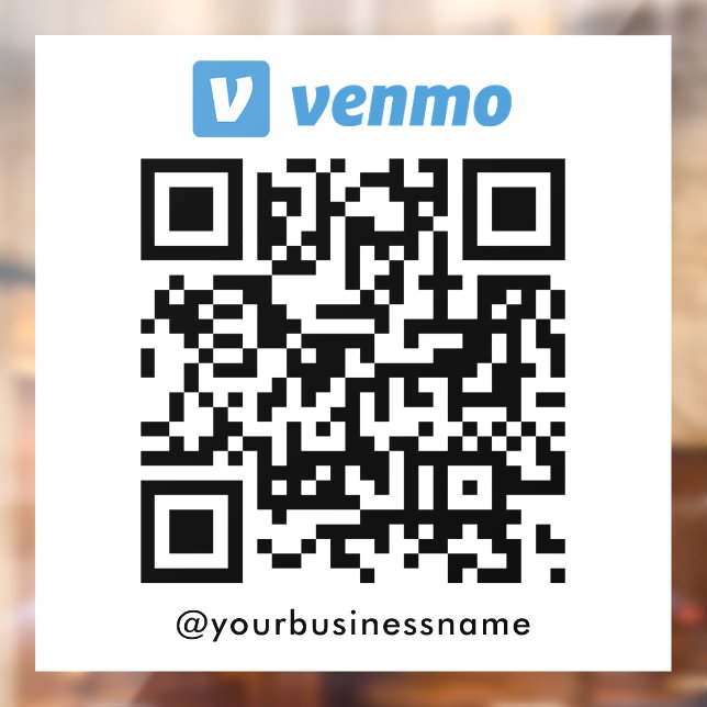 Venmo QR Code Payment Scan to Pay White Window Cling (Sheet 2)
