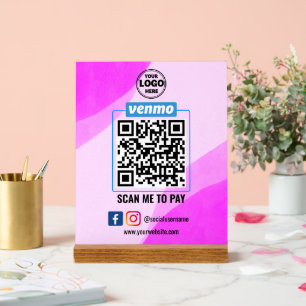 Venmo QR Code Payment Wight Scan to Pay Business Acrylic Sign