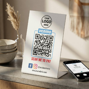 Venmo QR Code Payment   Wight Scan to Pay Business Pedestal Sign