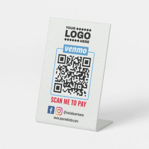 Venmo QR Code Payment   Wight Scan to Pay Business Pedestal Sign
