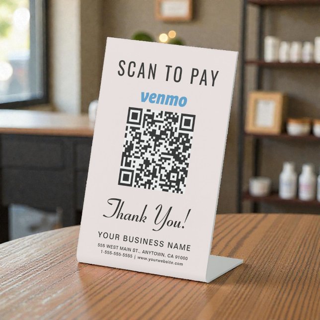 Venmo QR Code Pink Scan to Pay Pedestal Sign (Scan to Pay Venmo QR Code Pink Pedestal Sign)