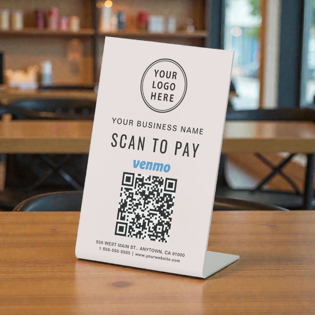 Venmo QR Code Scan to Pay Logo Pink Pedestal Sign (Venmo QR Code Scan to Pay Logo Pink Pedestal Sign)