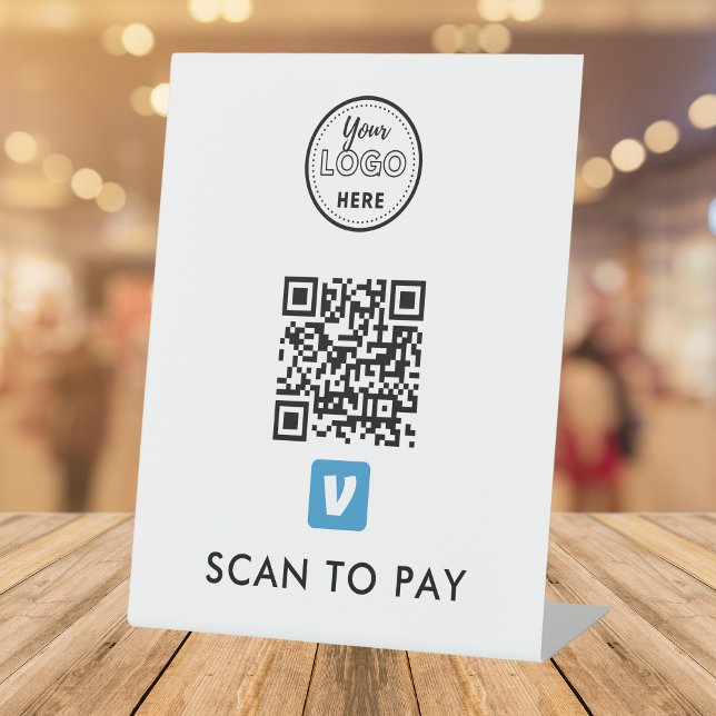 Venmo QR Code Scan to Pay Modern Logo White Pedestal Sign (Creator Uploaded)