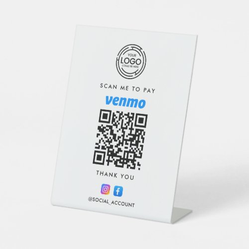 VENMO QR CODE SCAN TO PAY YOUR LOGO BUSINESS PEDESTAL SIGN