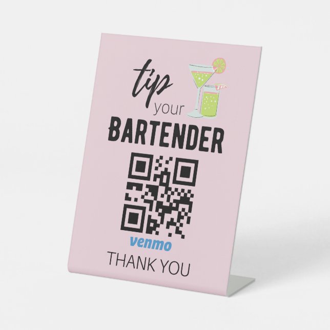 Venmo QR Code Sign for Bartenders (Front)