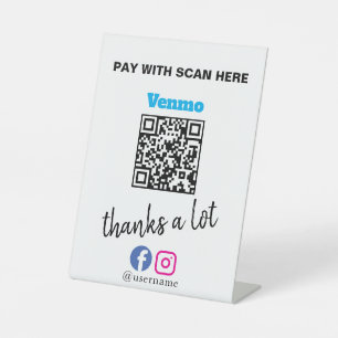 Venmo QR Pay Thank You Display Pedestal Sign