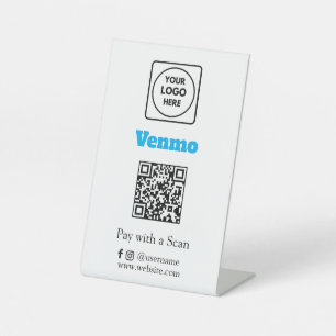Venmo QR Scan to Pay Display Tabletop Pedestal Sign