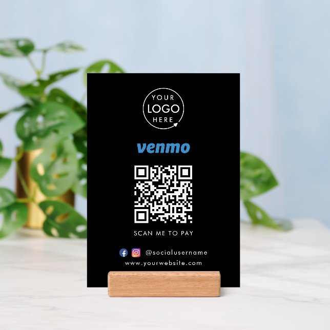 Venmo Tabletop Sign | Contactless Payment QR Code Holder | Zazzle