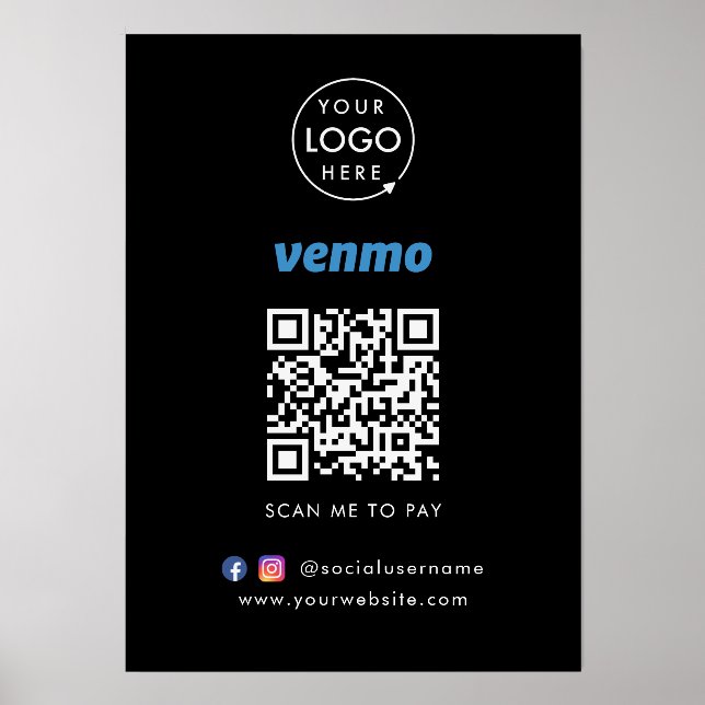 Venmo Tabletop Sign | Contactless Payment QR Code Holder | Zazzle