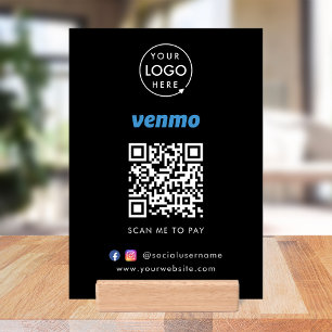 Venmo Tabletop Sign Contactless Payment QR Code Holder