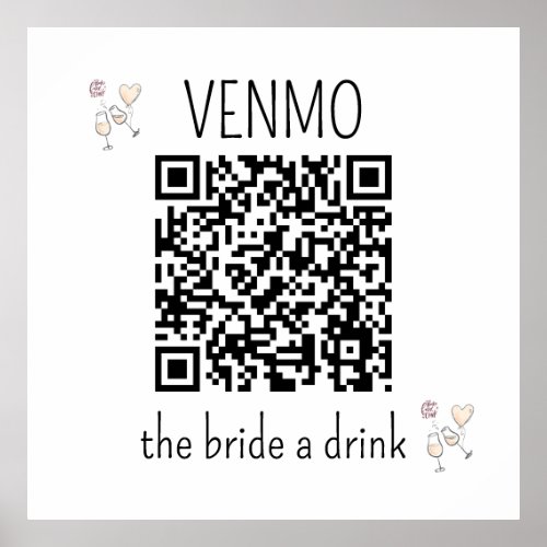 VENMO the Bride a Drink QR Code Bachelorette Party Poster