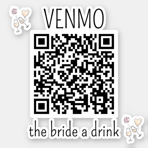 VENMO the Bride a Drink QR Code Bachelorette Party Sticker
