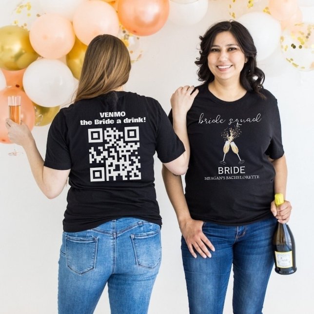 Venmo The Bride A Drink QR Code Champagne Toast  T-Shirt (Creator Uploaded)