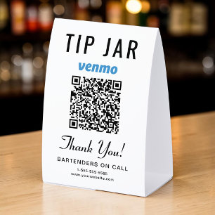 Venmo Tip Jar QR Business Paper Table Tent