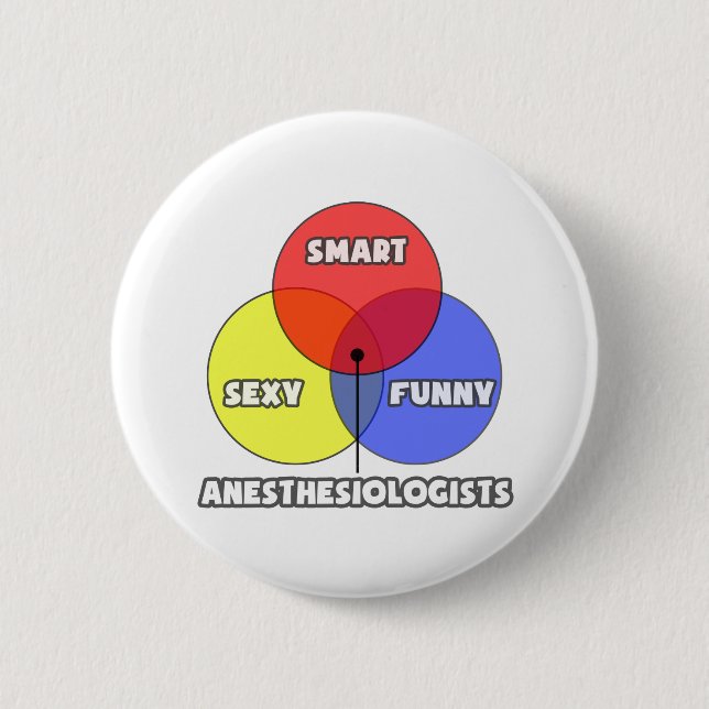 Venn Diagram .. Anesthesiologists Pinback Button (Front)