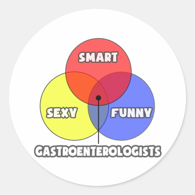 Venn Diagram .. Gastroenterologists Classic Round Sticker (Front)