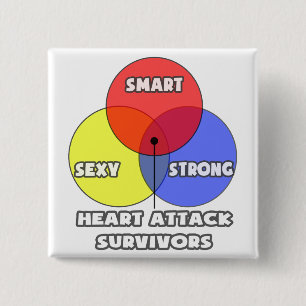 Venn Diagram .. Heart Attack Survivors Pinback Button