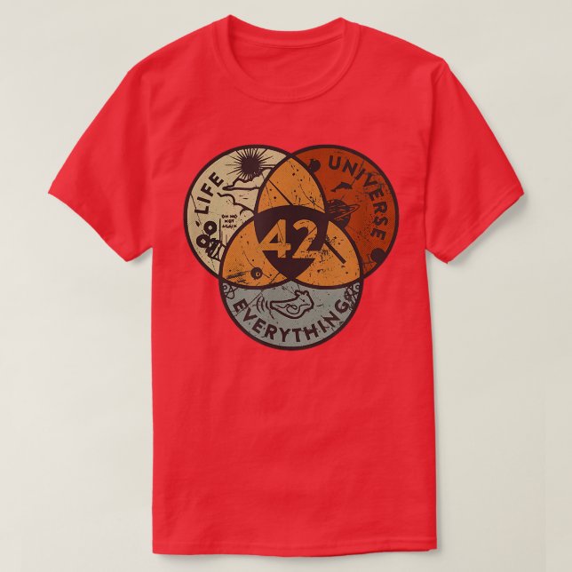 Venn Diagram Life The Universe And Everything  42  T-Shirt (Design Front)