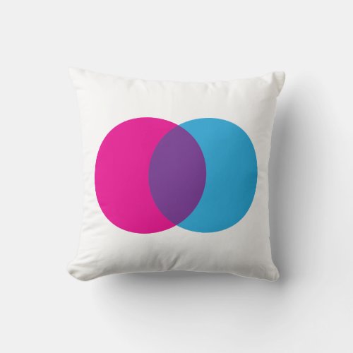 Venn Diagram Pink Blue  Purple  Custom Text Throw Pillow