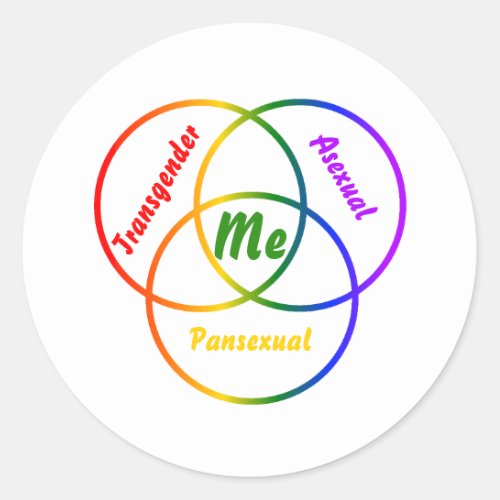 Venn diagram three identities classic round sticker