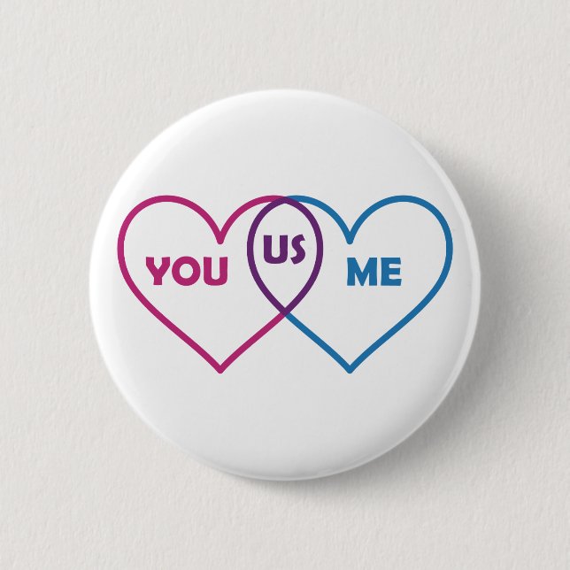 Venn Diagram Valentine - You Me Us Button (Front)