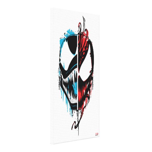 Venom and Carnage Split Inked Face Graphic Canvas Print | Zazzle