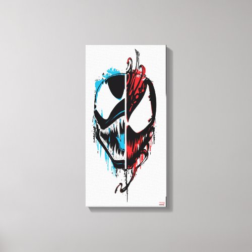 Venom and Carnage Split Inked Face Graphic Canvas Print