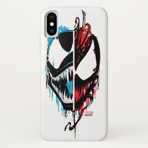 Venom and Carnage Split Inked Face Graphic iPhone X Case