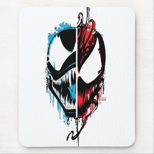 Venom and Carnage Split Inked Face Graphic Mouse Pad