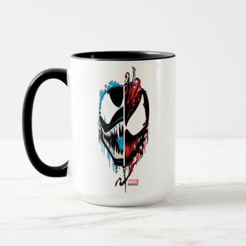 Venom and Carnage Split Inked Face Graphic Mug