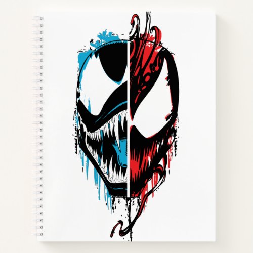 Venom and Carnage Split Inked Face Graphic Notebook