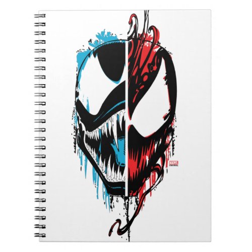 Venom and Carnage Split Inked Face Graphic Notebook
