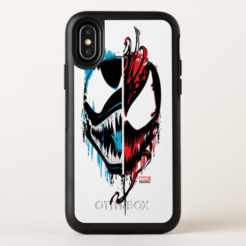 Venom and Carnage Split Inked Face Graphic OtterBox Symmetry iPhone XS Case