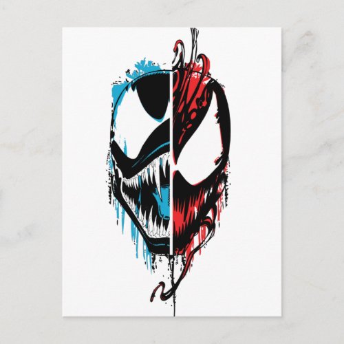 Venom and Carnage Split Inked Face Graphic Postcard