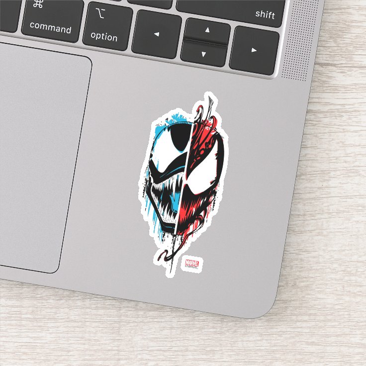 Venom and Carnage Split Inked Face Graphic Sticker | Zazzle