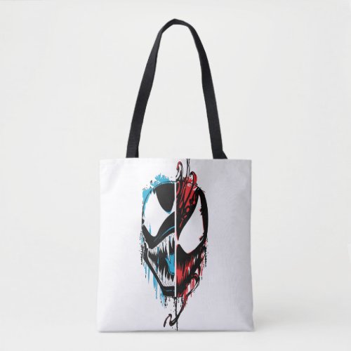 Venom and Carnage Split Inked Face Graphic Tote Bag