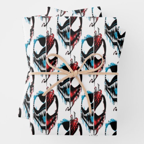 Venom and Carnage Split Inked Face Graphic Wrapping Paper Sheets