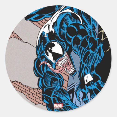 Venom Downward Leap Comic Panel Classic Round Sticker