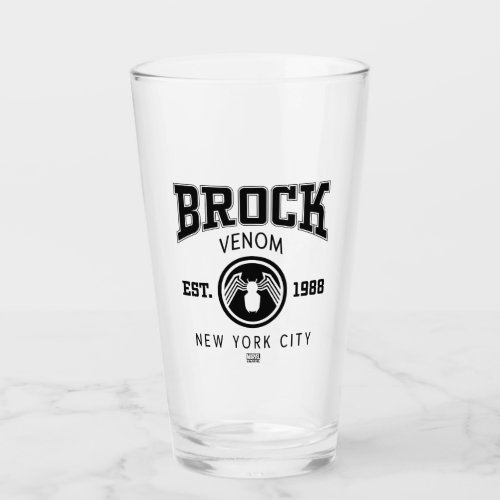 Venom Eddie Brock Collegiate Logo Glass