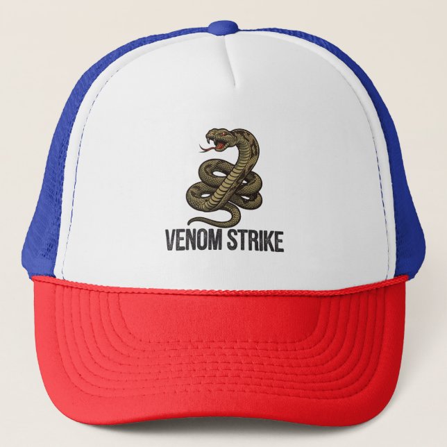 Venom Fury: Deadly Rattlesnake Strike Trucker Hat (Front)