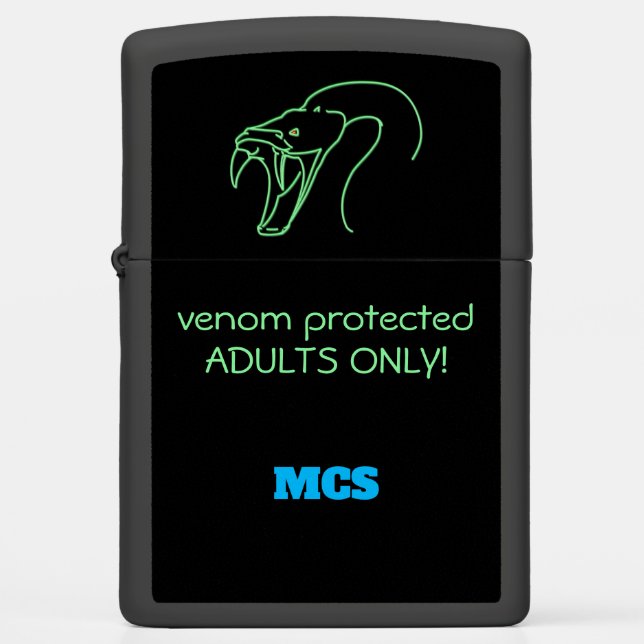 Venom Protected ADULTS ONLY - Snake Head and Fangs Zippo Lighter (Front)