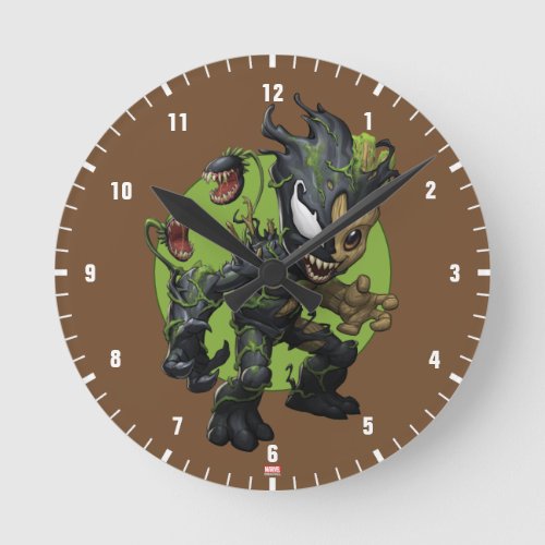 Venomized Baby Groot Round Clock